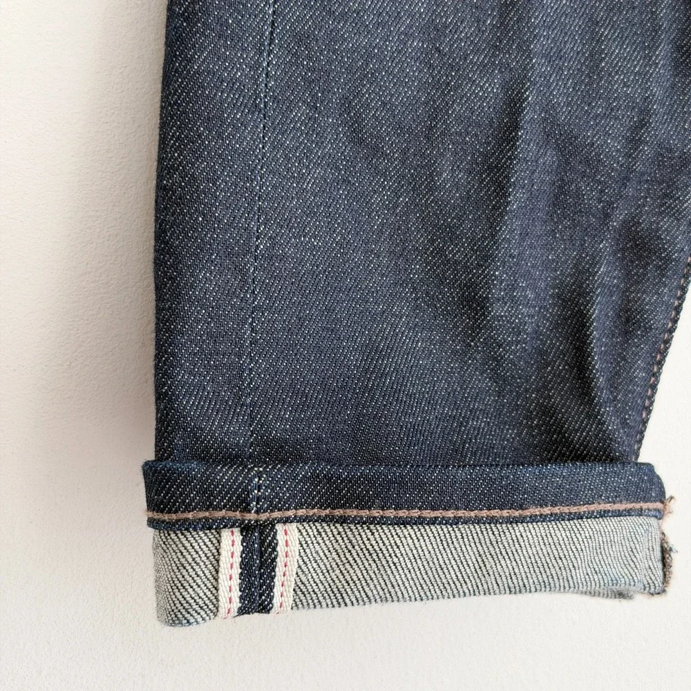 Uniqlo Jeans Mens 30x34 Selvedge Denim Slim Straight Stretch Dark Wash Kaihara